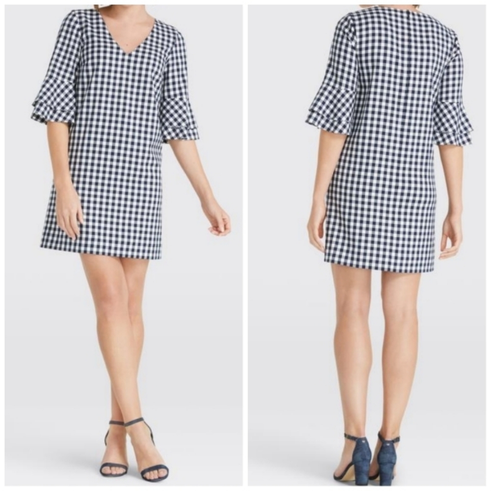Draper James Gingham Bell Sleeve Shift Dress